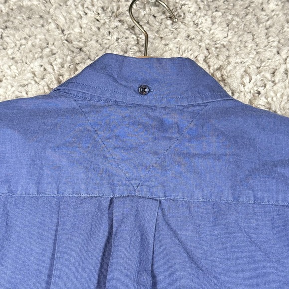 Tommy Hilfiger 100% Cotton Full Button Up Pocket Dress Work Shirt Blue Large - Picture 10 of 13